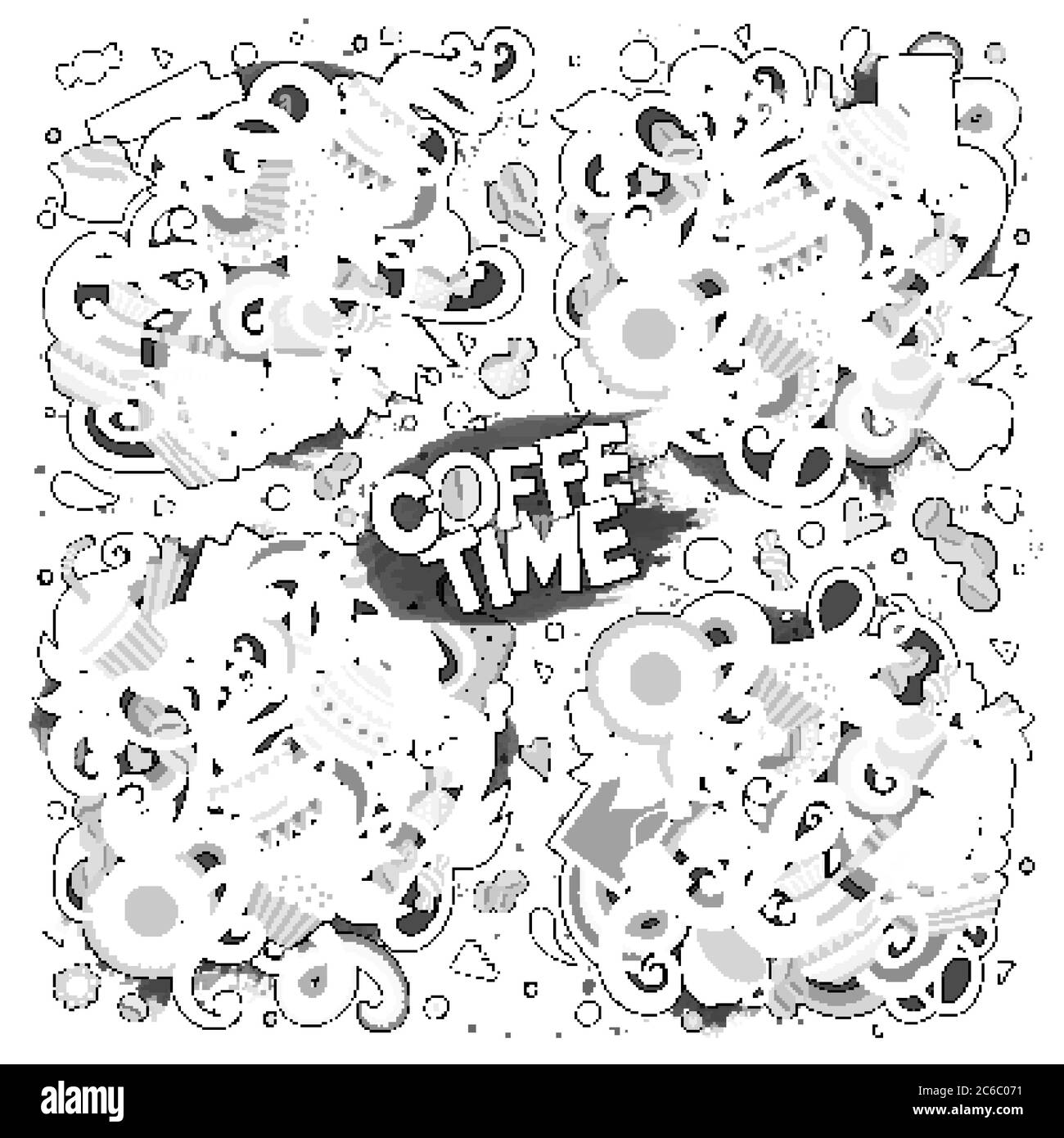 Vector doodle cartoon set of tea and coffe designs Stock Vector Image ...
