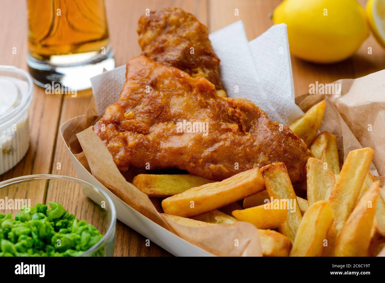 Fish and chips. Close up on English cuisine dish Stock Photo