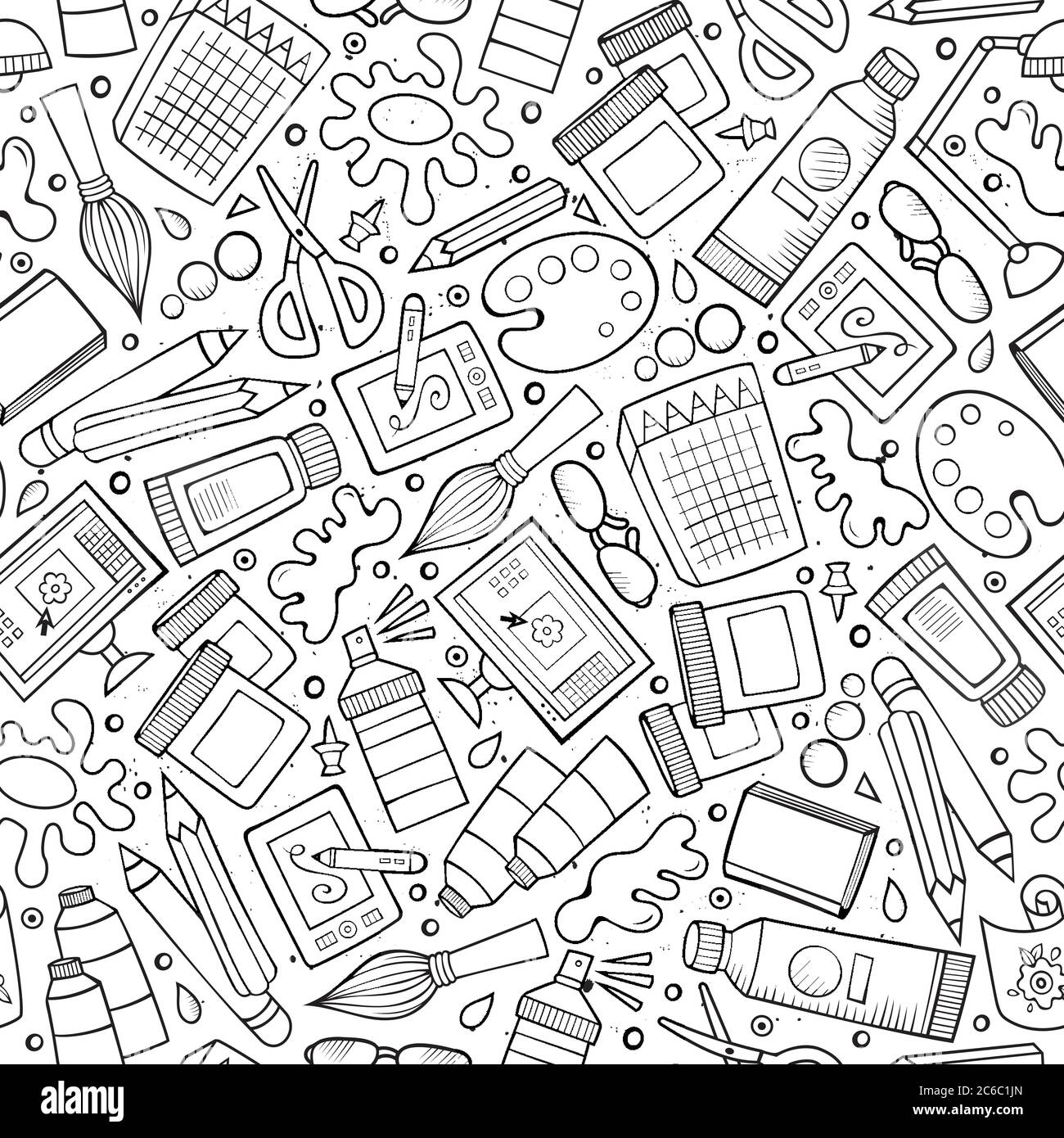 Cartoon cute hand drawn Design and Art seamless pattern Stock Vector ...