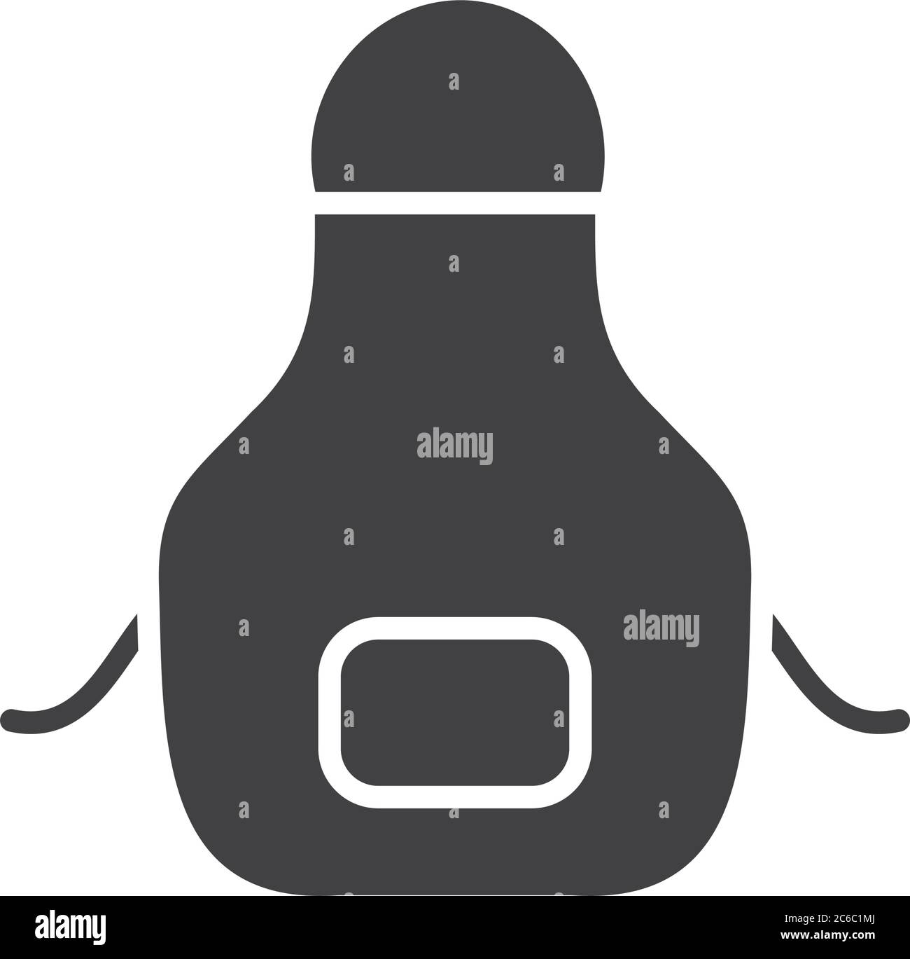 kitchen apron icon over white background, silhouette style, vector ...
