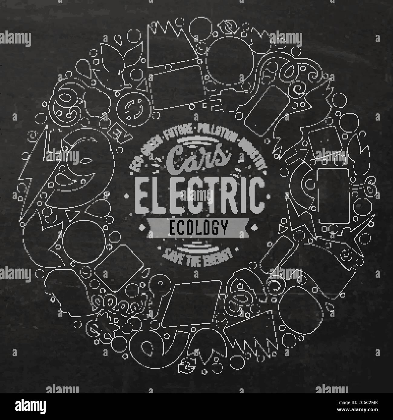 Vector hand drawn set of Electric cars cartoon doodle objects Stock ...
