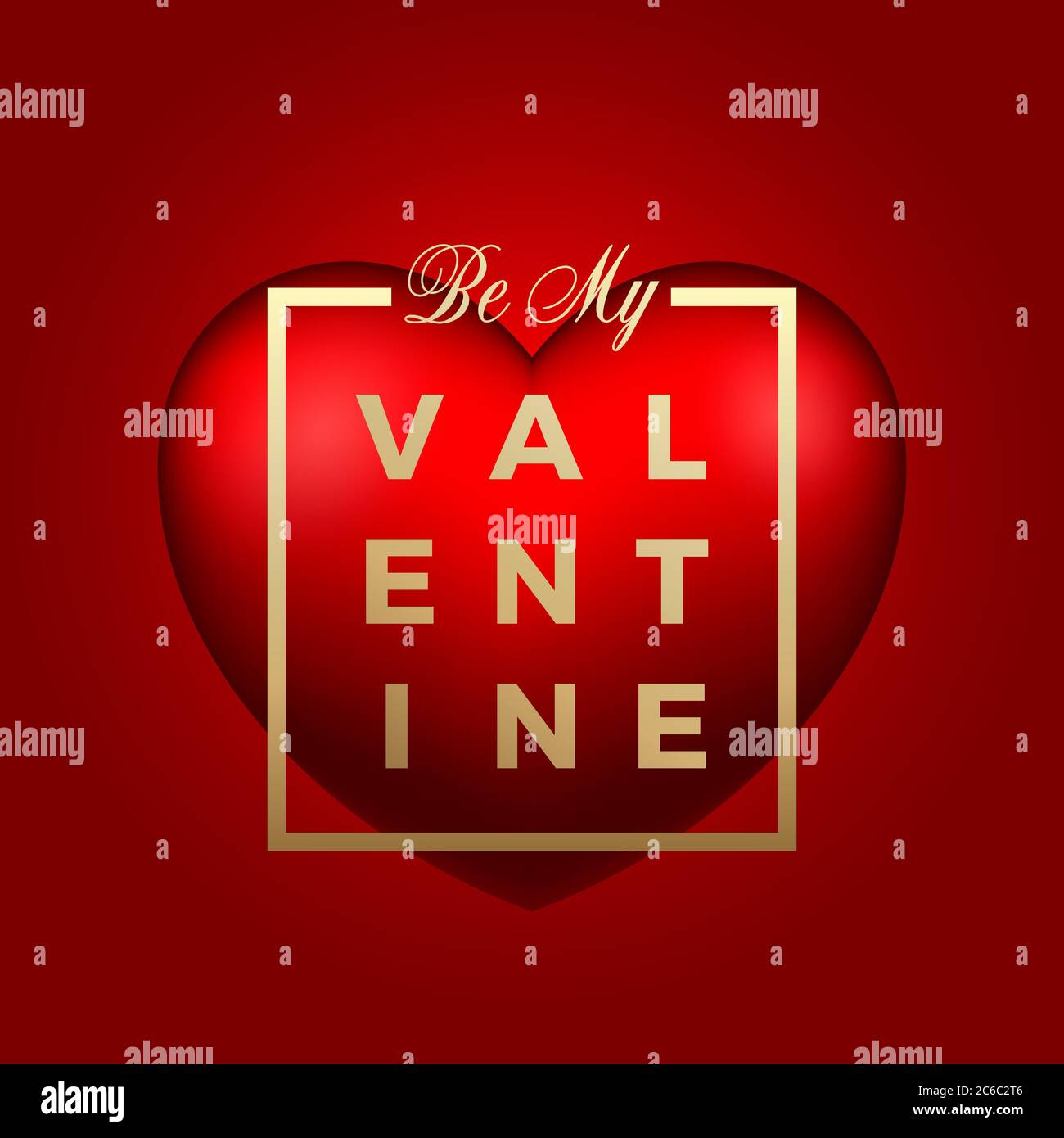 Red Heart Vector on Background. Golden Modern Typography Valentines Day ...