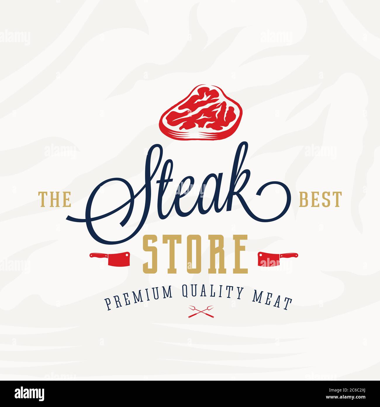 The Best Steak Store Vintage Typography Label, Emblem or Logo Template