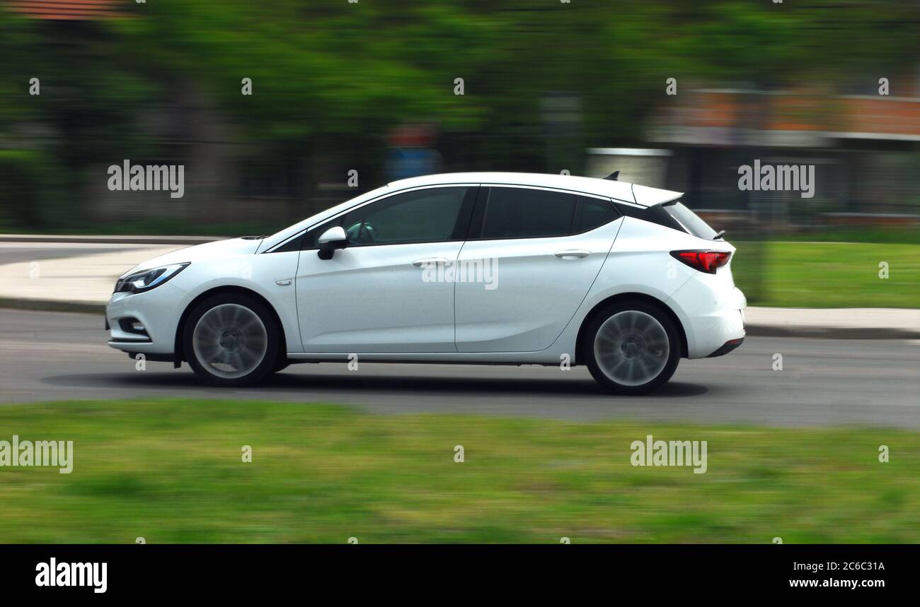 Moving car. Car photographed at high speeds. Passenger car at high ...
