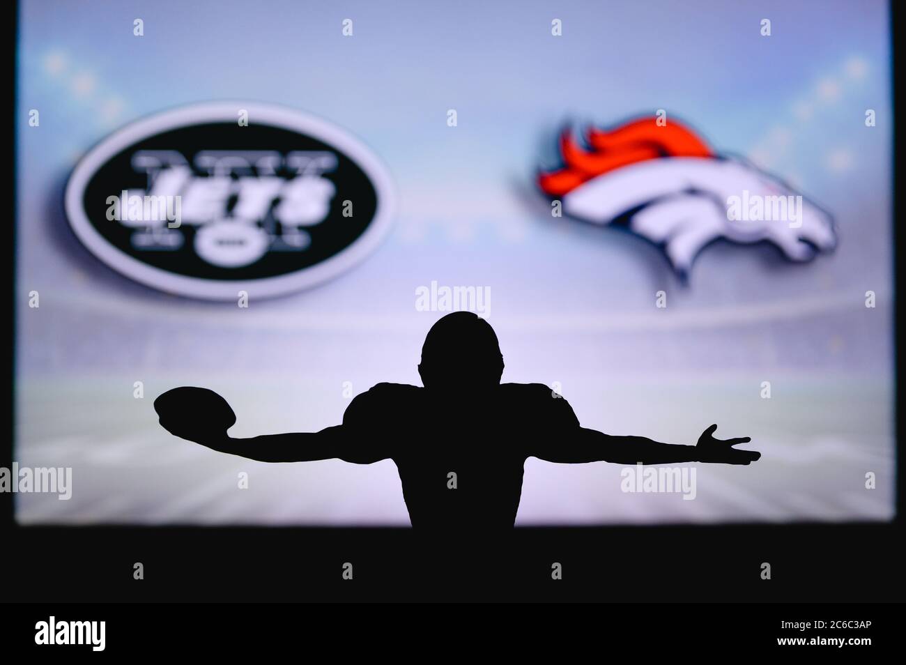 New York Jets vs. Denver Broncos. NFL Game. American Football 