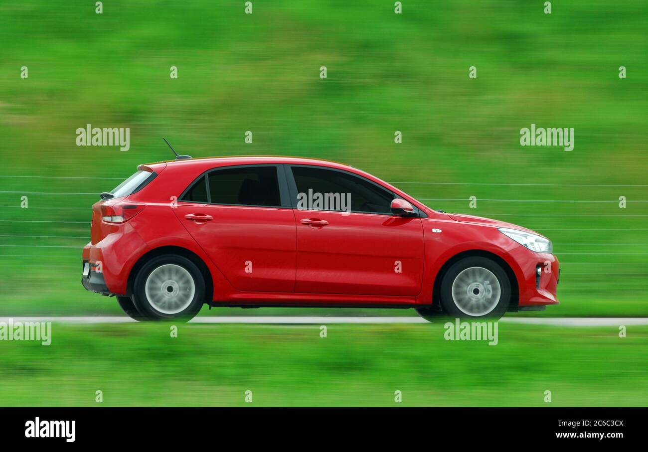 Moving car. Car photographed at high speeds. Passenger car at high ...