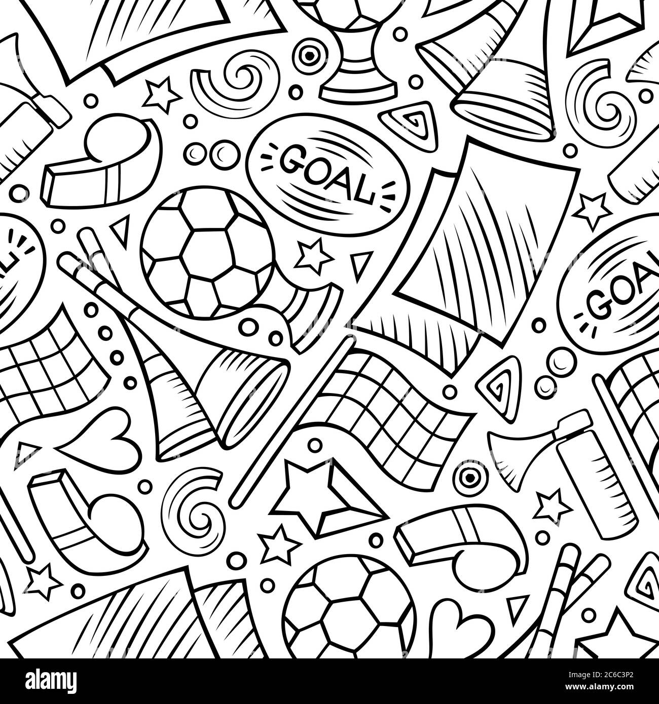 Cartoon hand-drawn Soccer seamless pattern Stock Vector Image & Art - Alamy