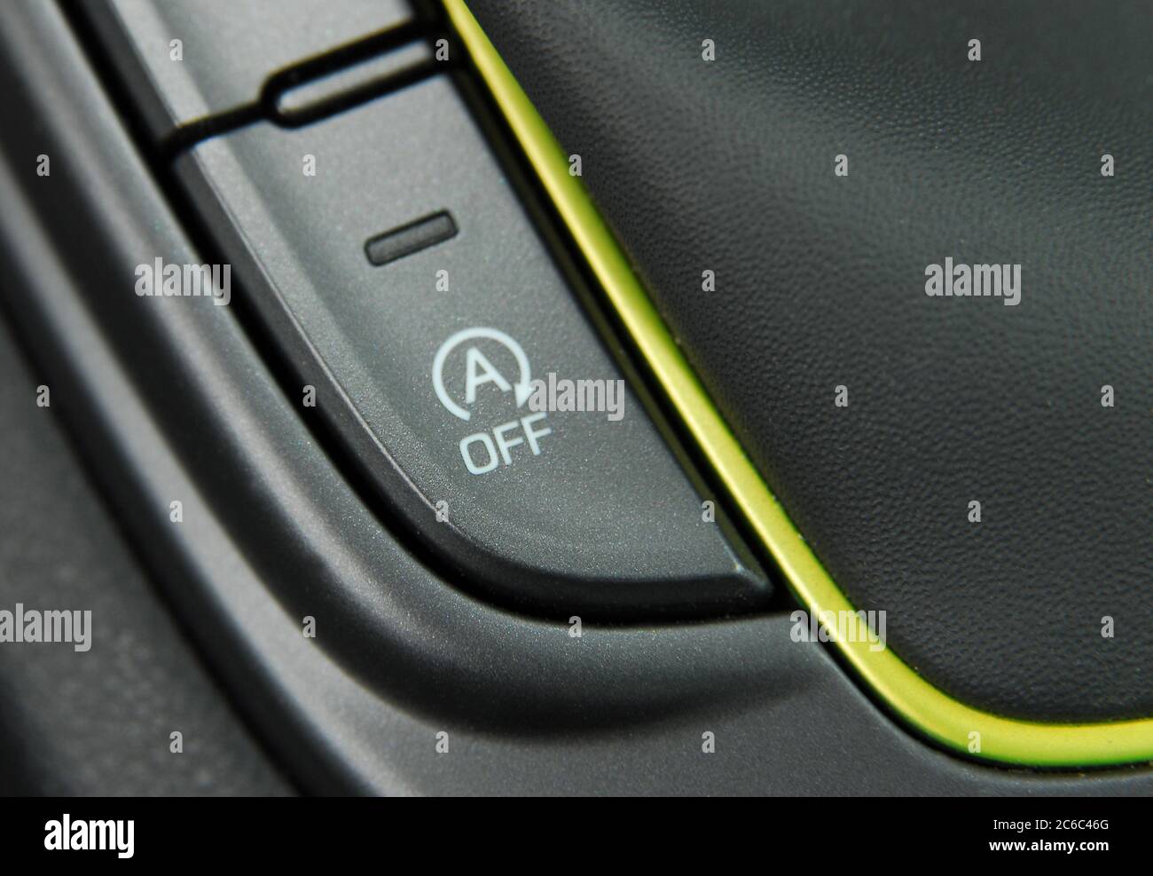 Stop-start system button. The stop-start system for more efficient fuel consumption. Stock Photo