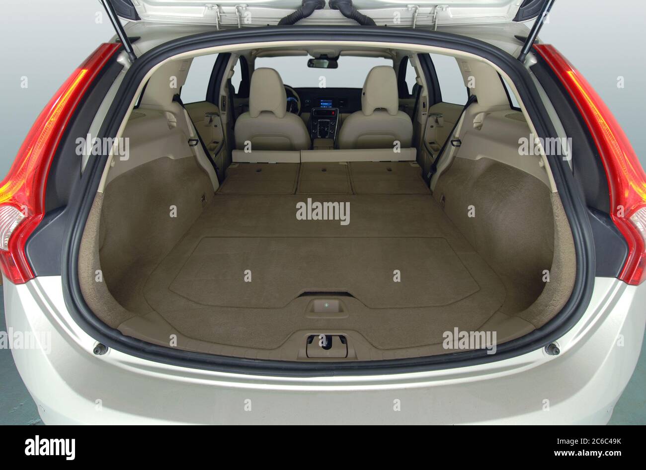car trunk with rear seats folded Stock Photo