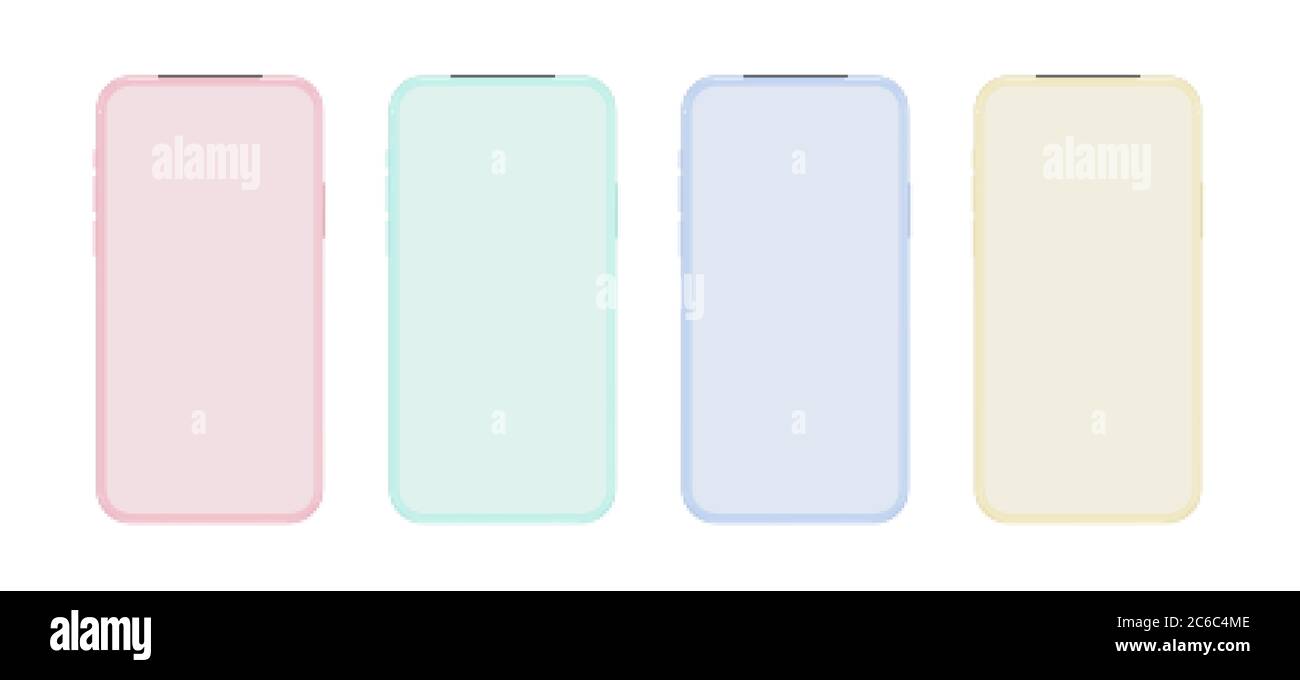 Download Smartphone Mockup Soft Red Green Blue Yellow Color Phone Template Set Vector Colorful Frame Mockup Phone Isolated For Visual Ui App Demonstration Stock Vector Image Art Alamy PSD Mockup Templates