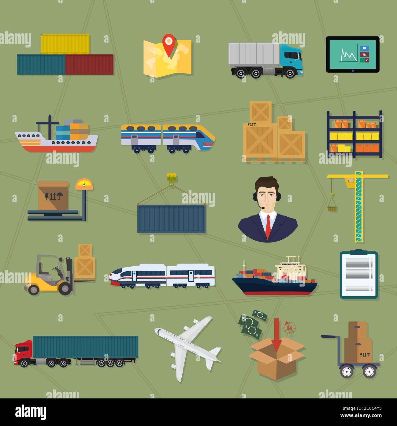 Logistic icons. Delivery cargo vector service illustrations Stock Vector