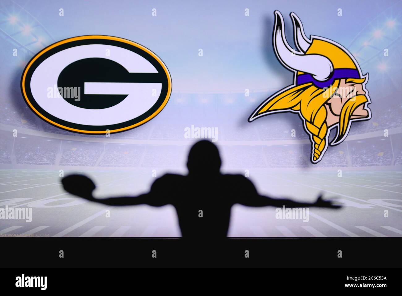 Green Bay Packers vs. Minnesota Vikings. NFL Game. American Football