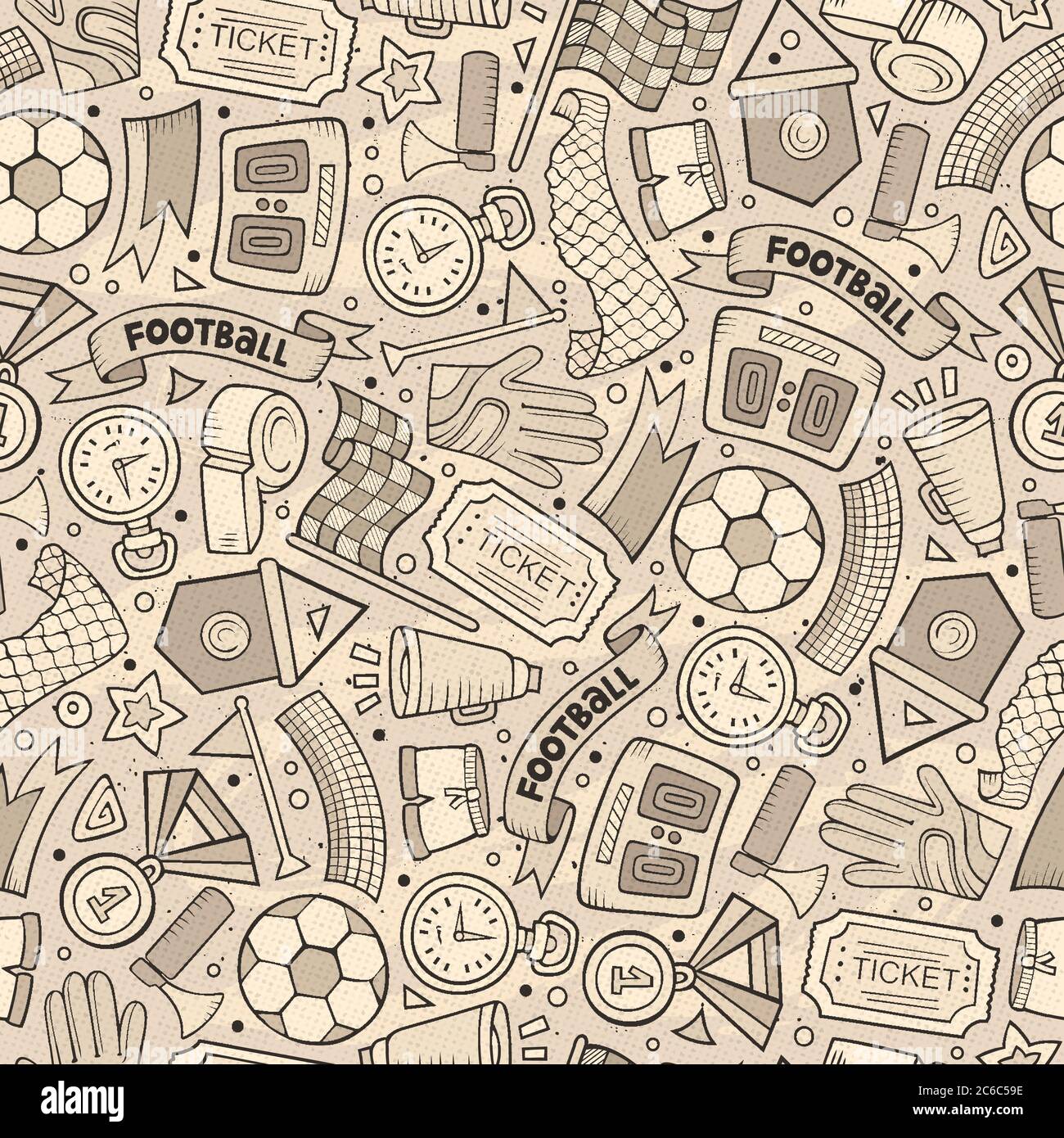 Cartoon hand-drawn Soccer seamless pattern Stock Vector Image & Art - Alamy