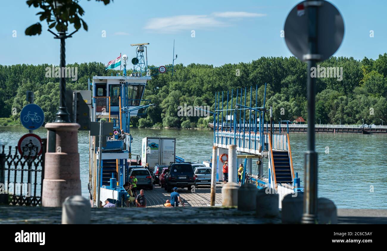 Vaci ferry in a sunny day stock photo. Stock Photo