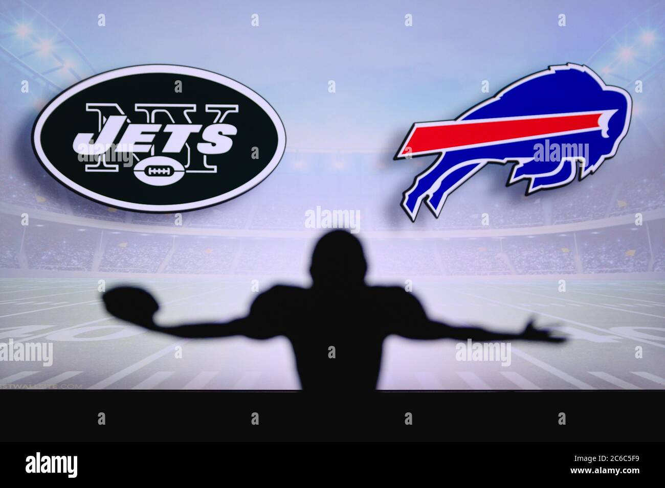 New York Jets vs. Buffalo Bills. NFL Game. American Football League