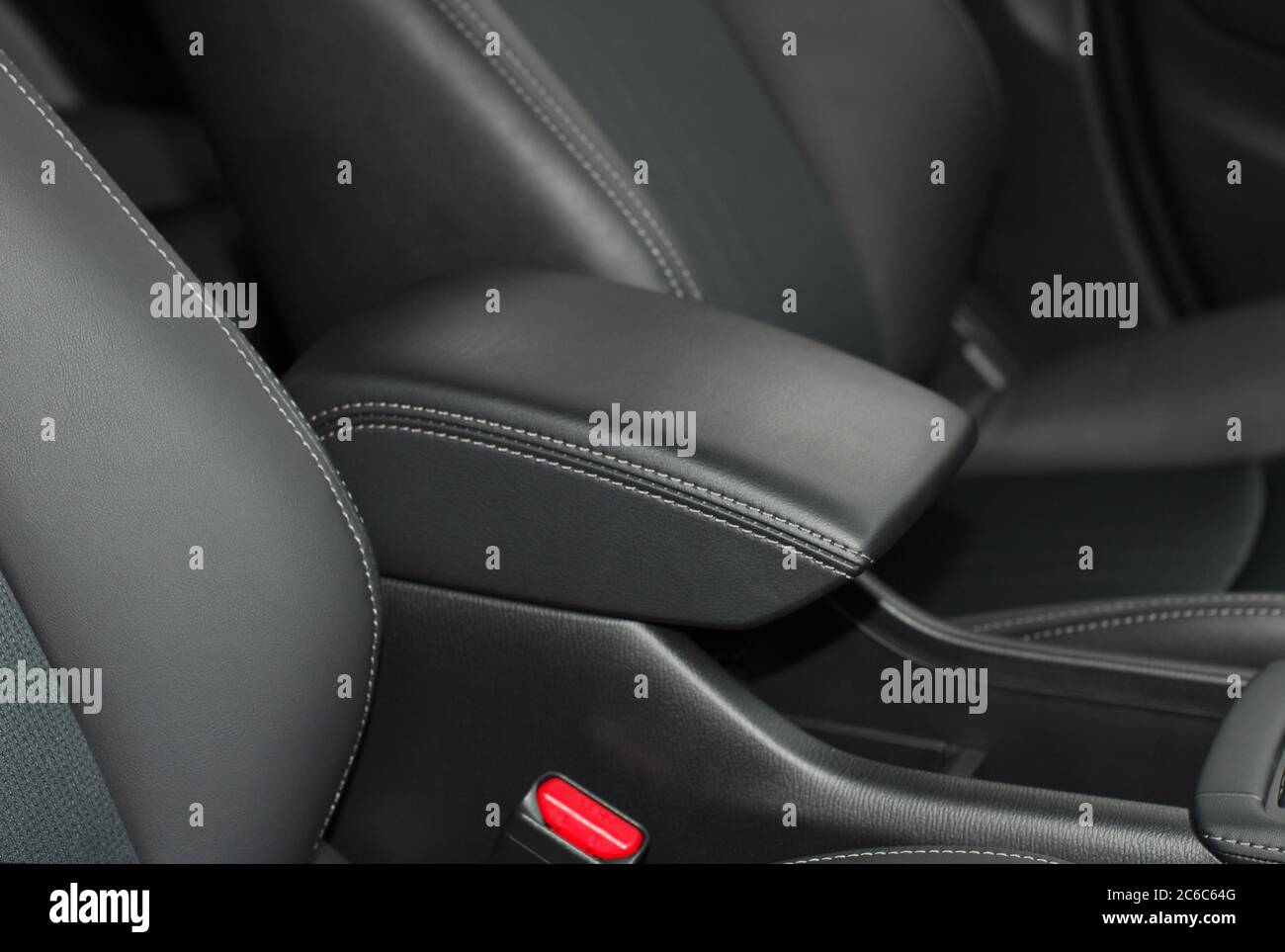 armrest in the luxury passenger car, front seats Stock Photo