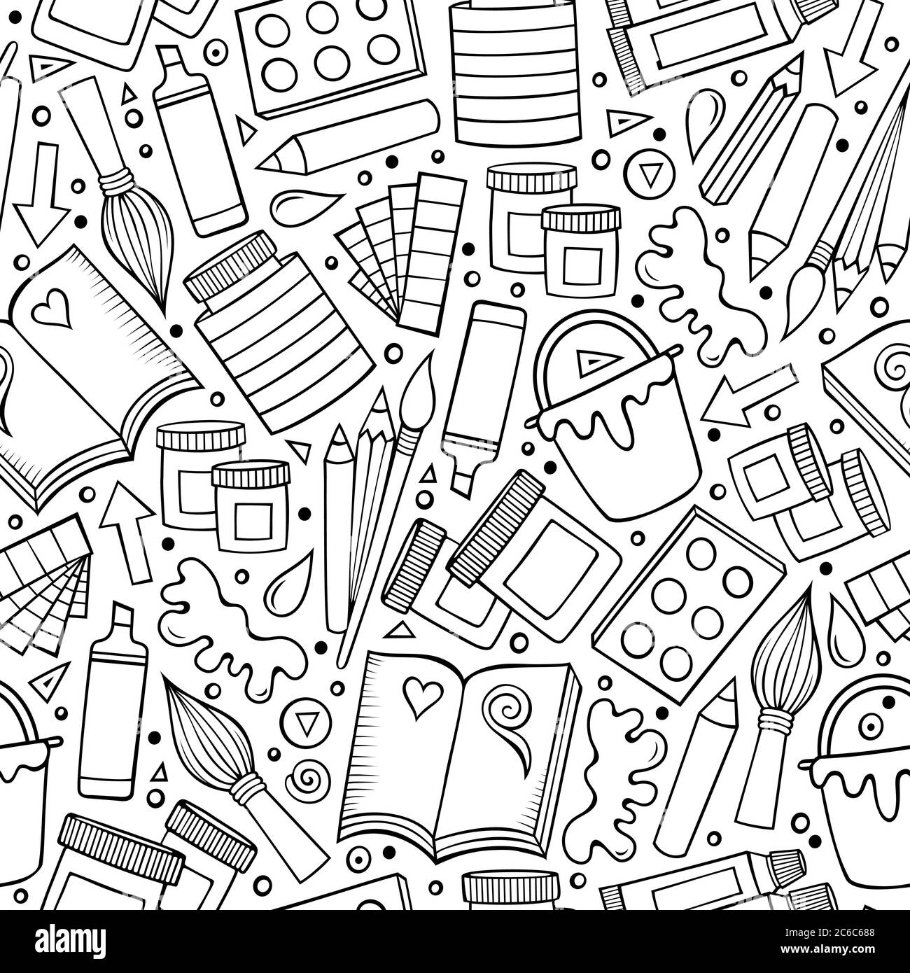 Cartoon cute hand drawn Design and Art seamless pattern Stock Vector ...