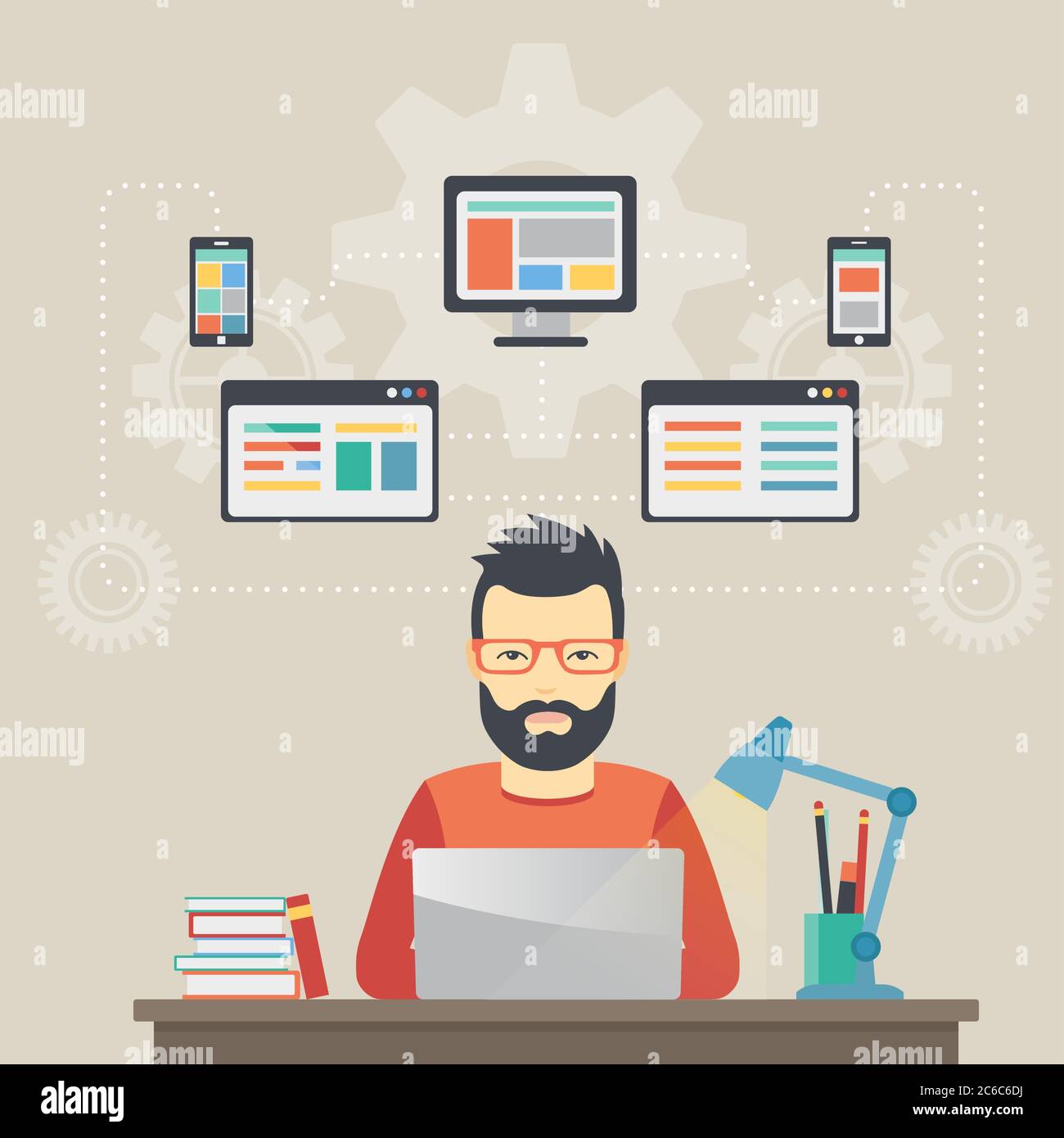 Man software engineer concept with design, optimization, responsive and  developer solutions Stock Vector Image & Art - Alamy