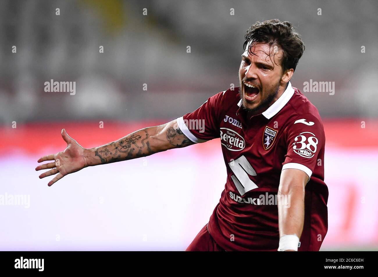 Turin, Italy. 08th July, 2020. TURIN, ITALY - July 08, 2020: Simone Verdi of Torino FC celebrates during the Serie A football match between Torino FC and Brescia Calcio. (Photo by Nicolò Campo/Sipa USA) Credit: Sipa USA/Alamy Live News Stock Photo