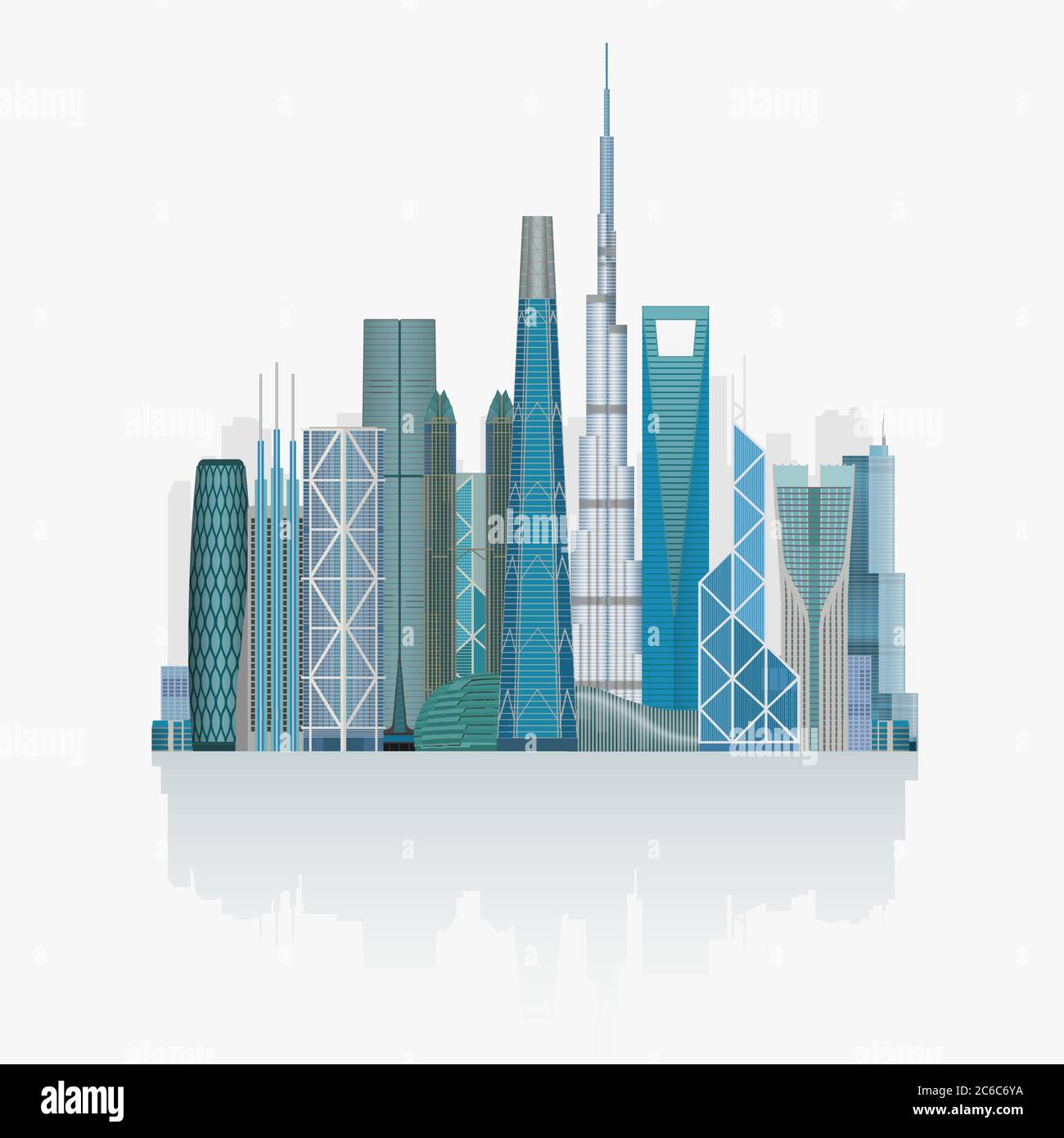 Modern City skyline high detailed vector illustration Stock Vector