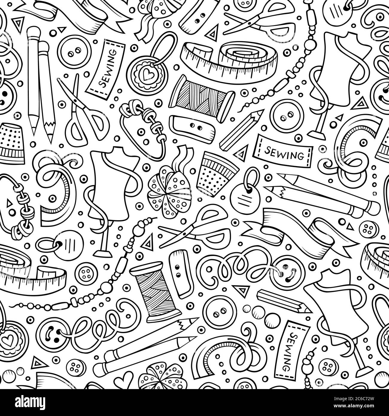Cartoon cute hand drawn Handmade seamless pattern Stock Vector Image ...