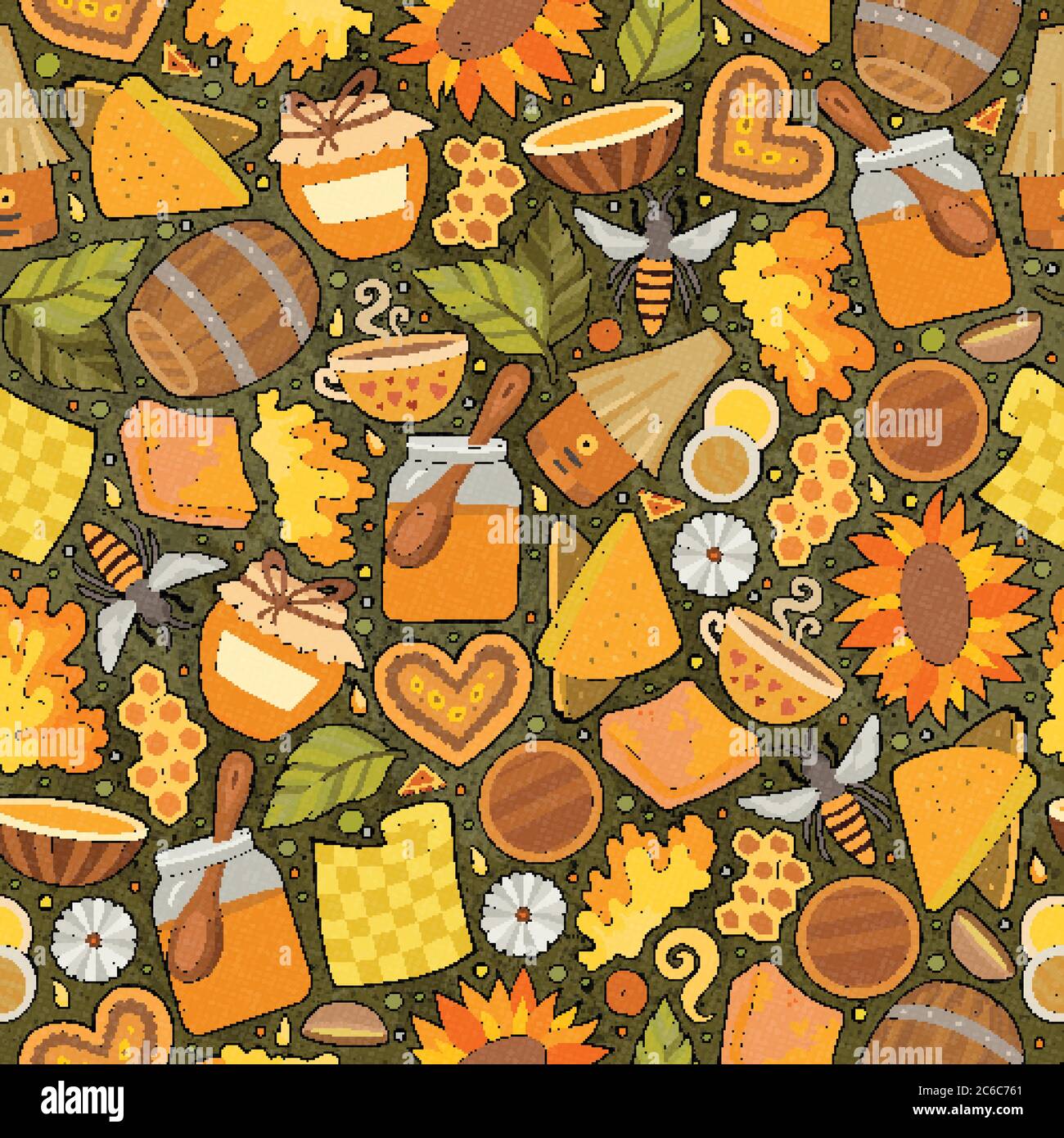 Cartoon cute Honey seamless pattern Stock Vector