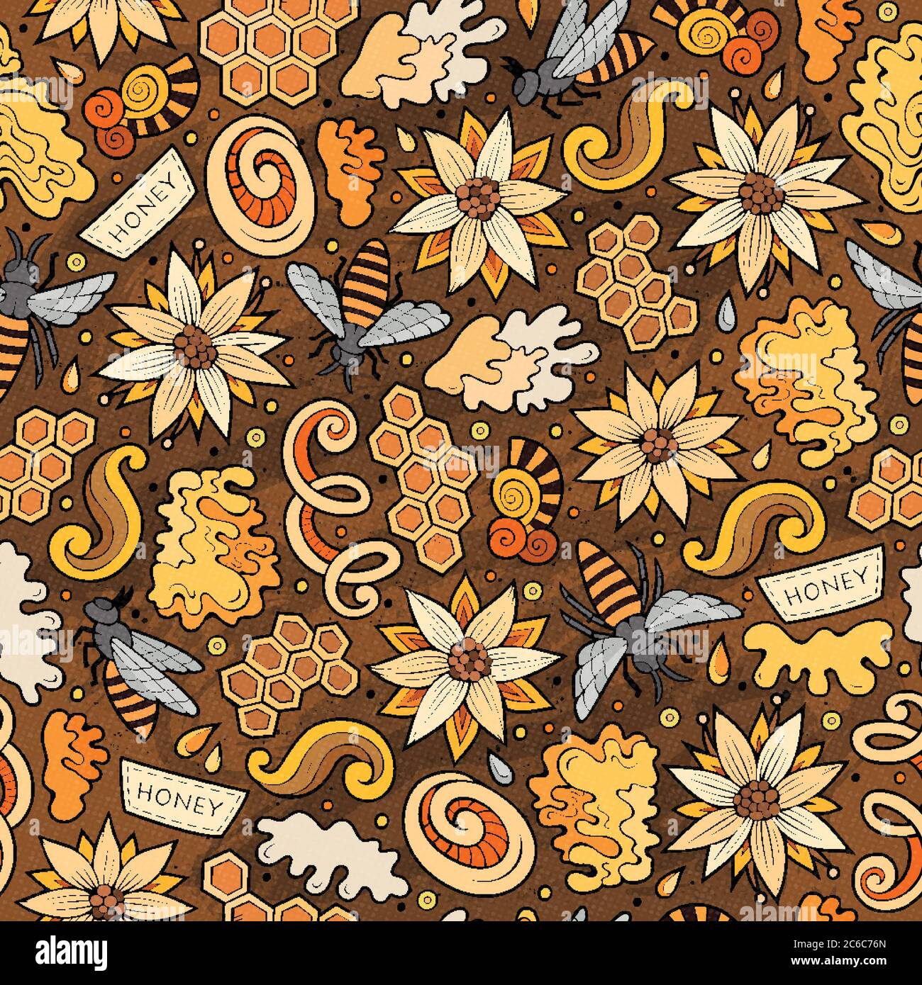Cartoon cute Honey seamless pattern Stock Vector