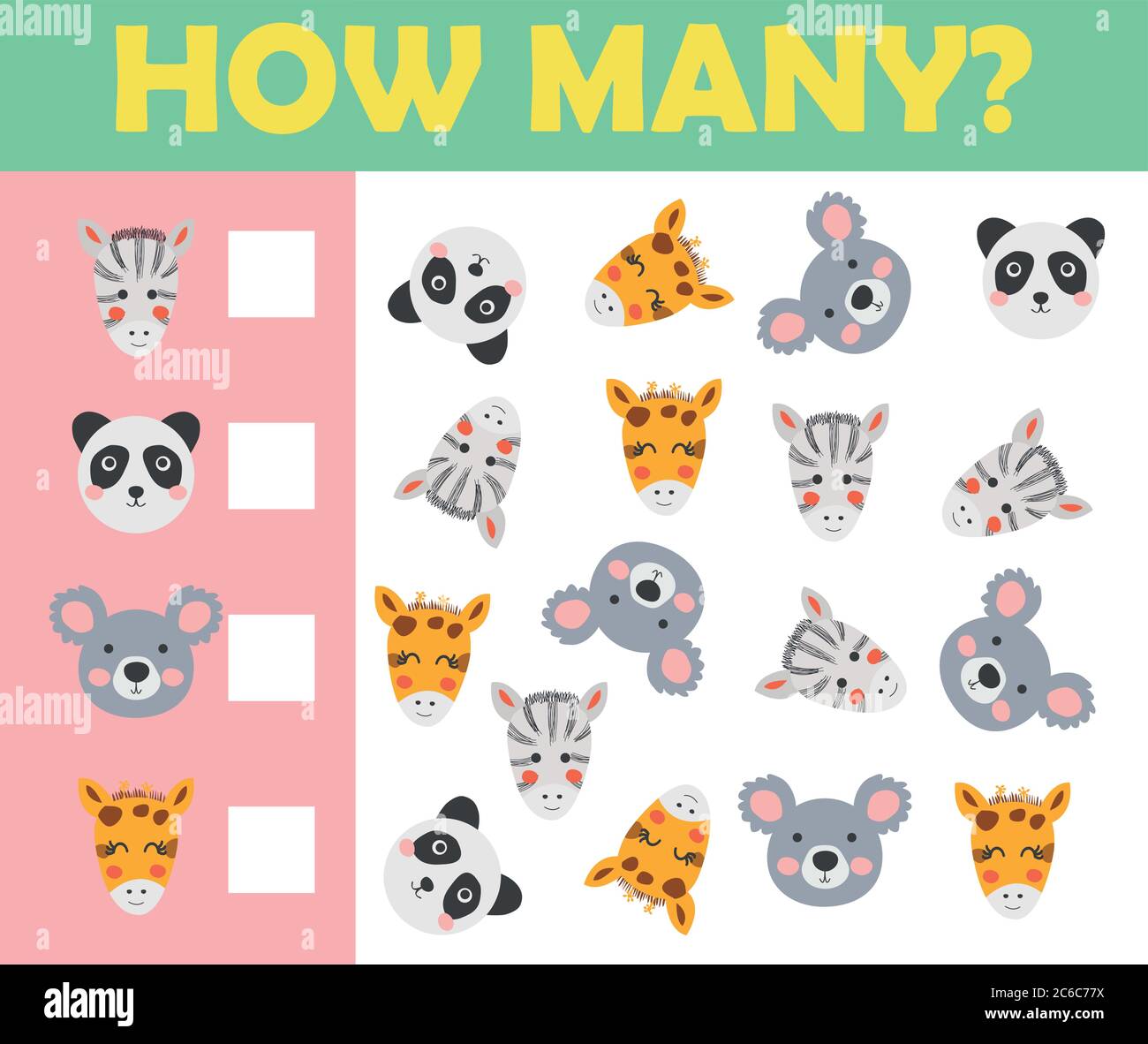 Cartoon Illustration of Education Mathematical Game of Animals Counting ...