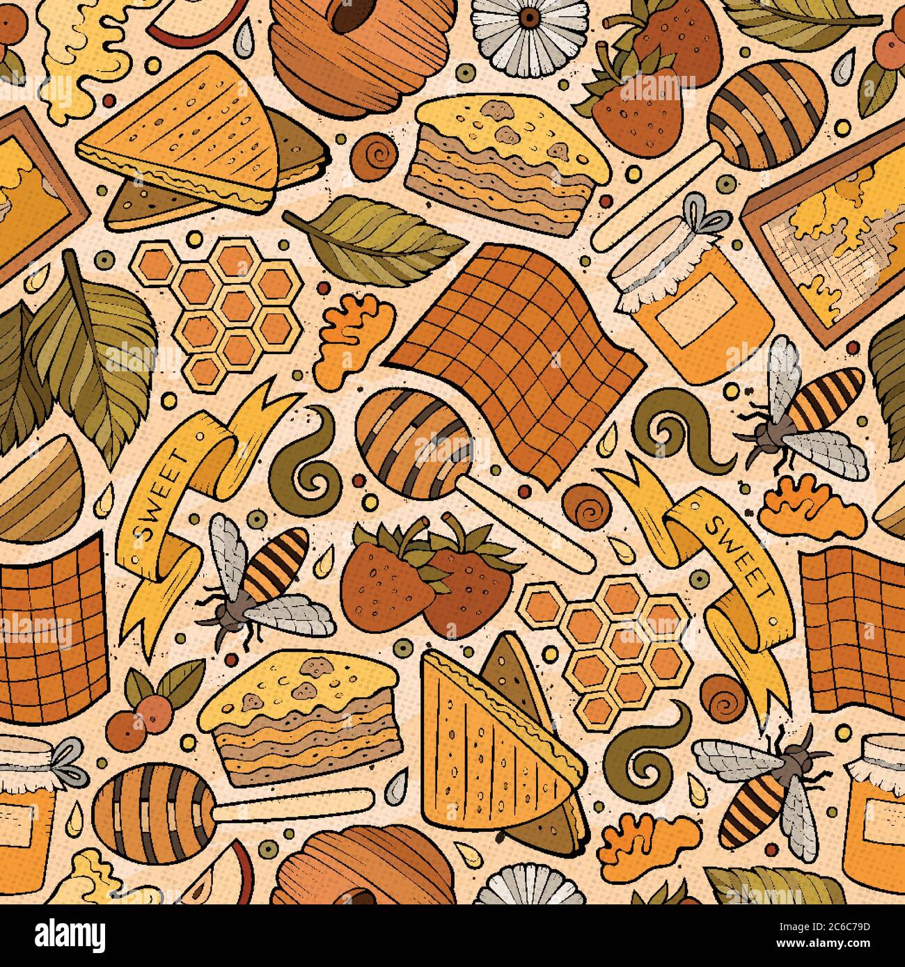 Cartoon cute Honey seamless pattern Stock Vector