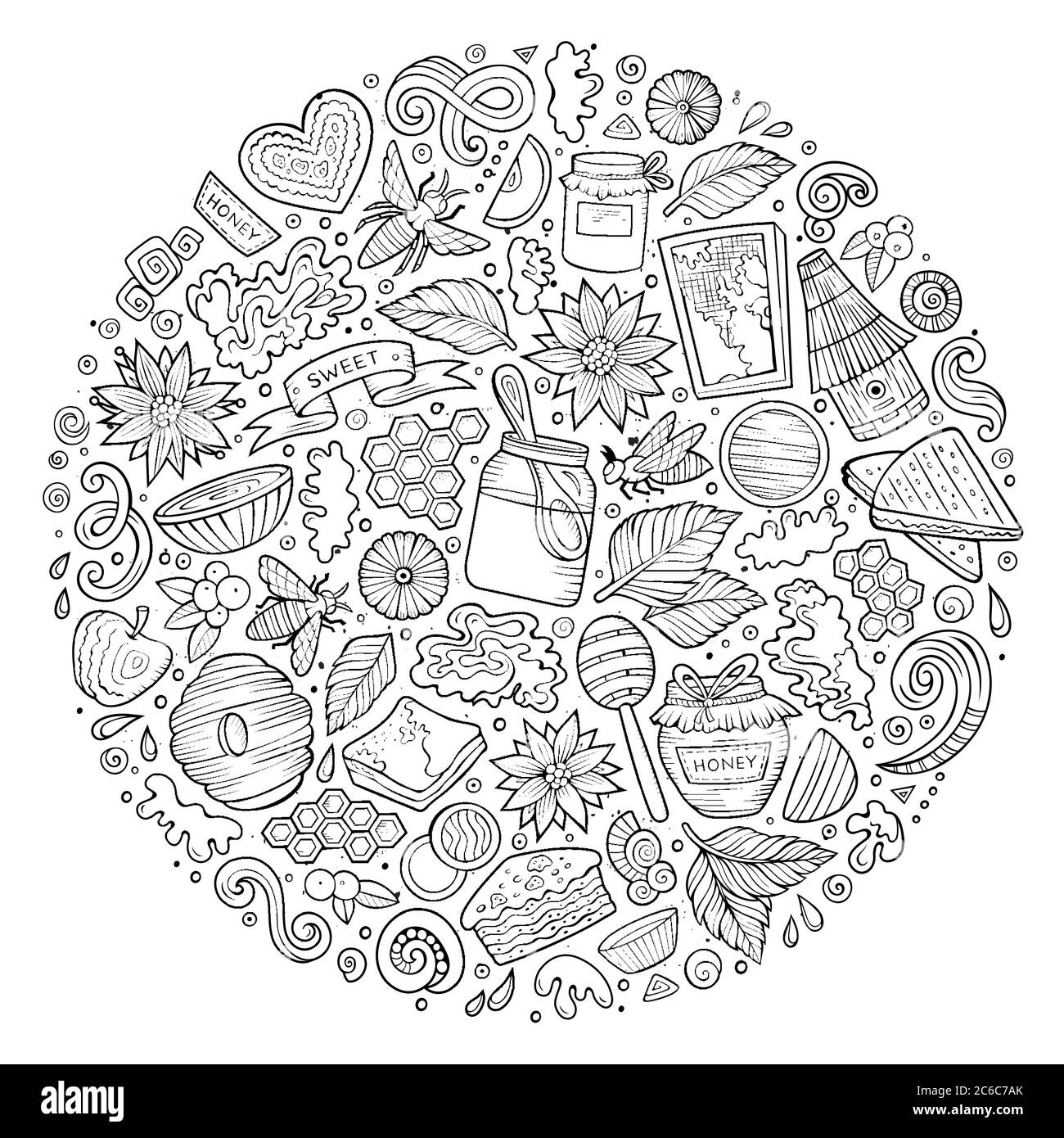 Vector set of Honey cartoon doodle objects Stock Vector Image & Art - Alamy