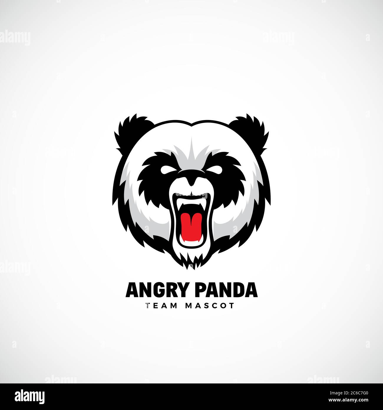 Angry Panda Abstract Vector Team Mascot, Label or Logo Template. Bear Face Icon without Background. Stock Vector