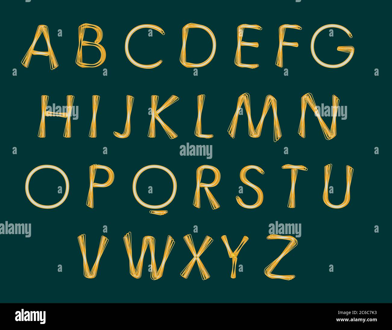 Long exposure fireworks style alphabet isolated on dark Stock Vector