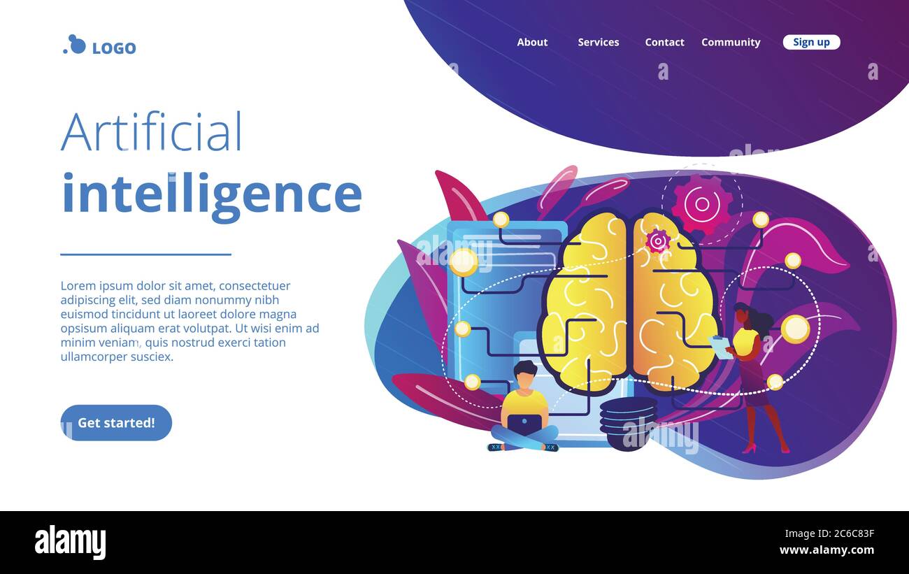 Artificial intelligence concept landing page Stock Vector Image & Art ...