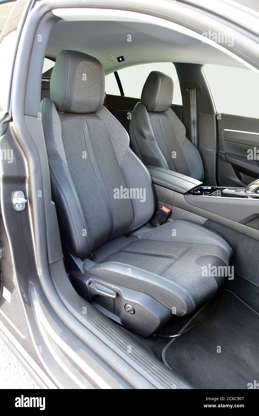 Front car seats. Front seats of a modern passenger car Stock Photo Alamy