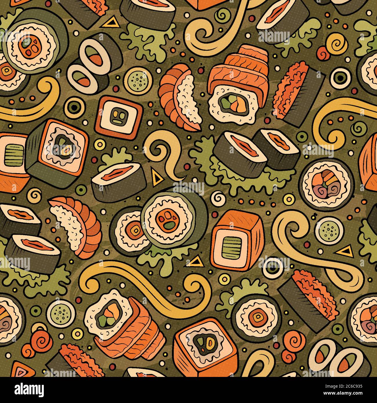 Cartoon cute hand drawn Japan food seamless pattern Stock Vector Image ...
