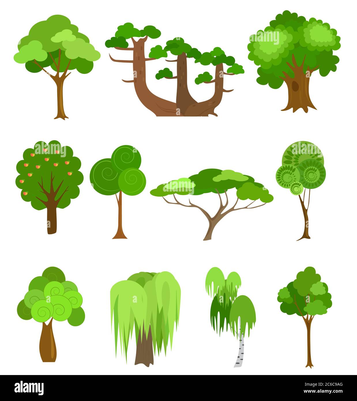 Vector Trees Icons Illustrations Simple Cartoon Style Stock Vector Image And Art Alamy