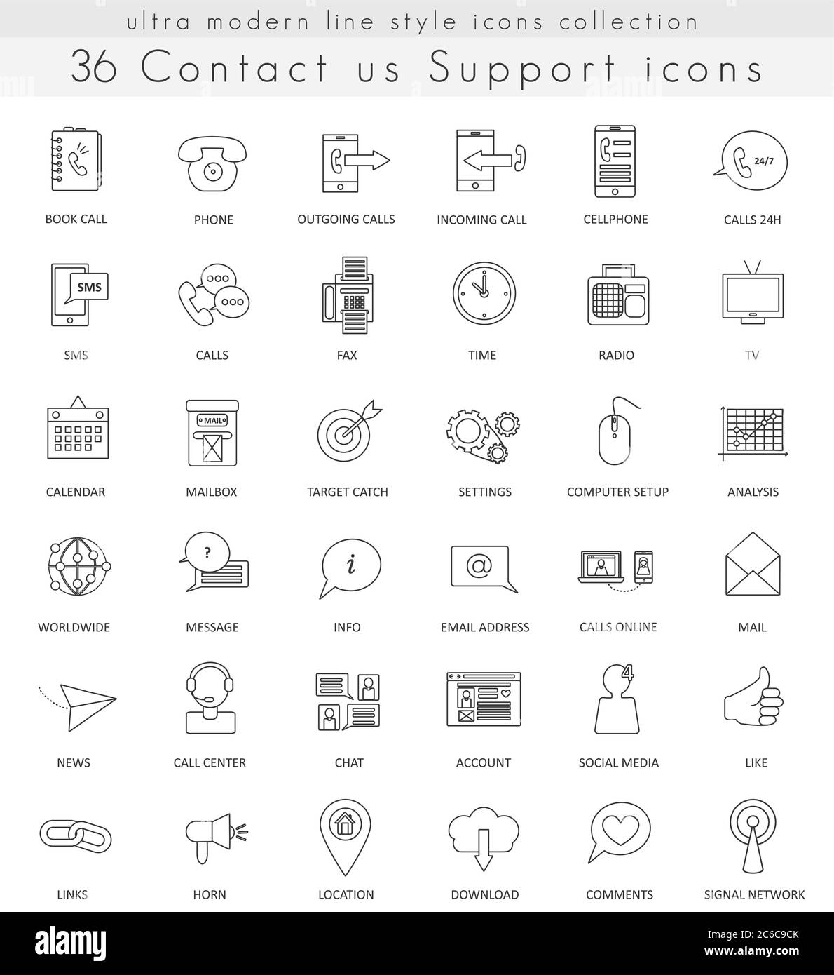 Vector contact us ultra modern outline line icons for web and apps ...
