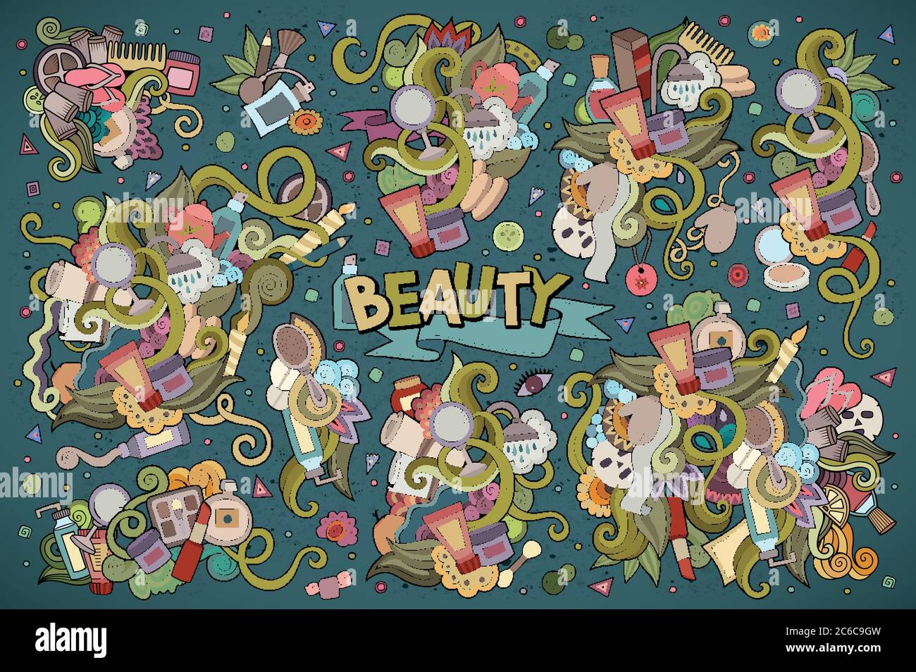 Colorful vector hand drawn doodle cartoon set of objects Stock Vector ...