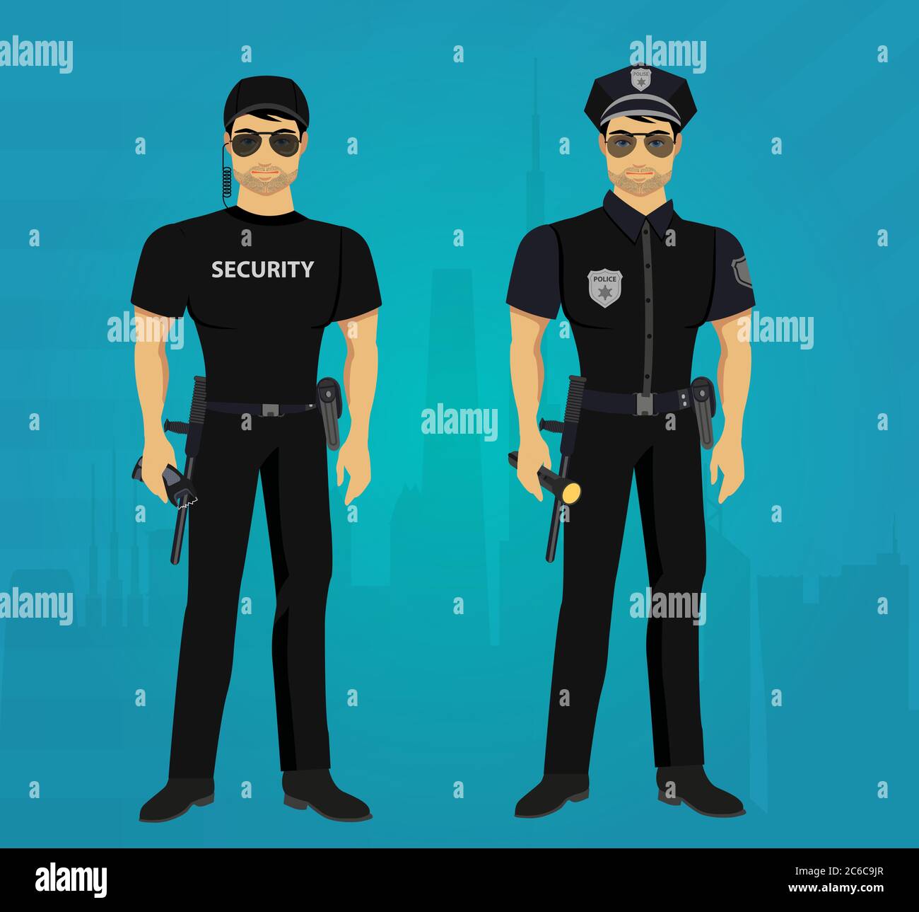 Vector Security and Policeman guards concept isolated Stock Vector