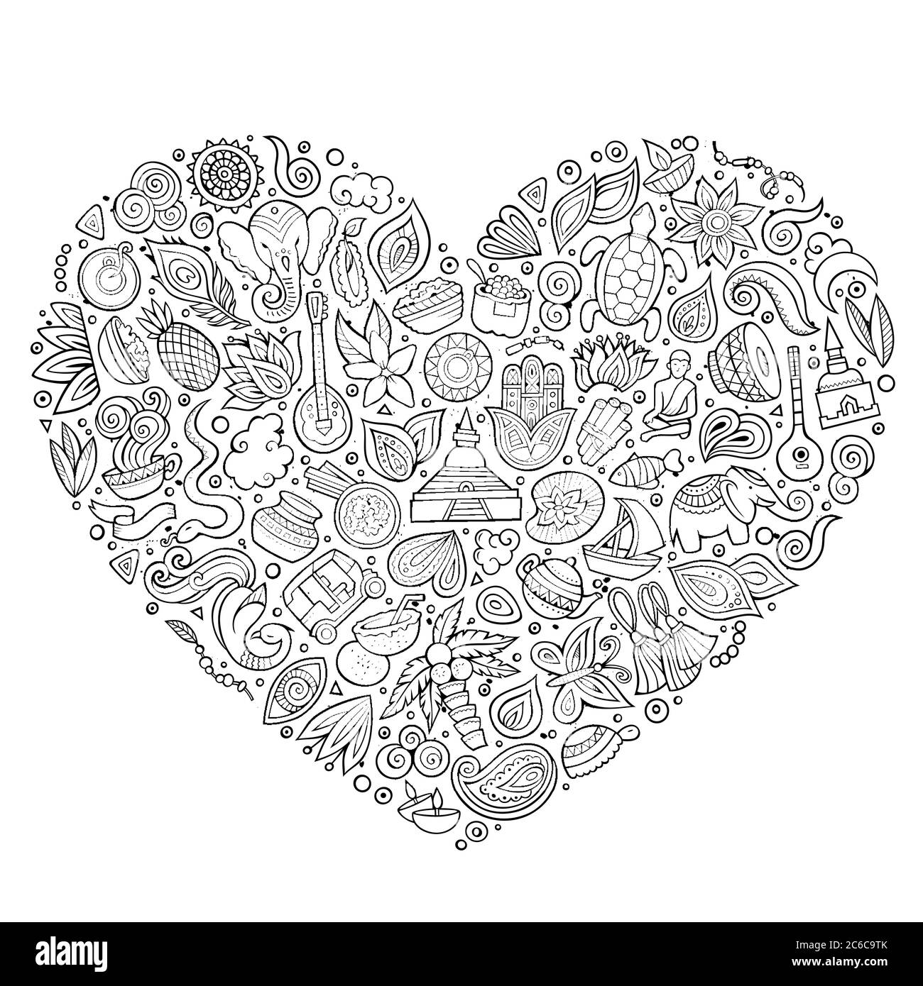 Vector set of Indian cartoon doodle objects Stock Vector Image & Art ...