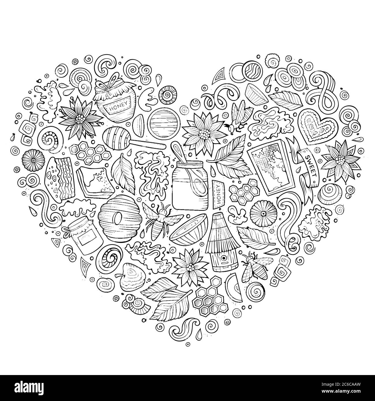 Vector set of Honey cartoon doodle objects Stock Vector Image & Art - Alamy