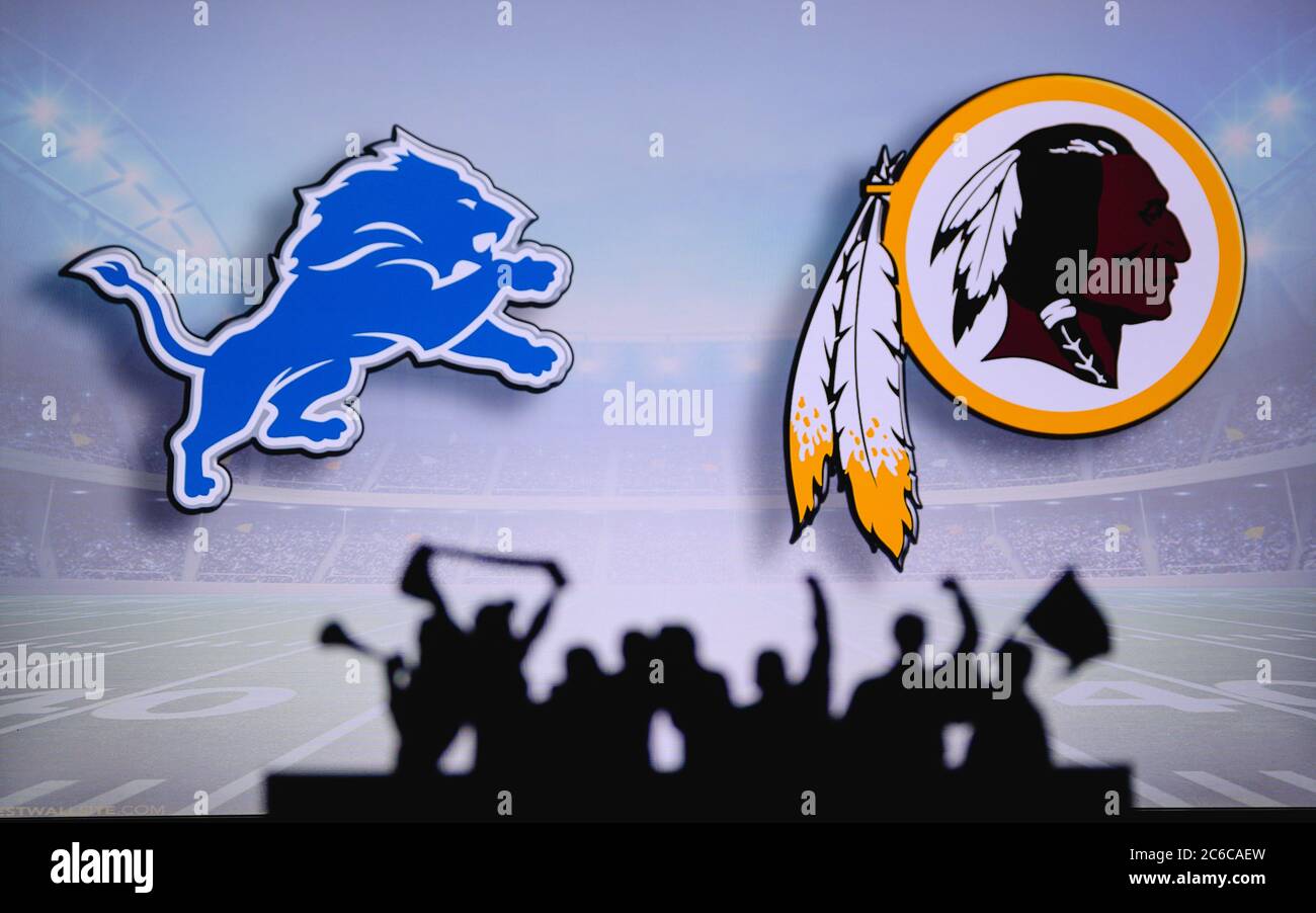 Detroit Lions vs. Washington Redskins. Fans support on NFL Game