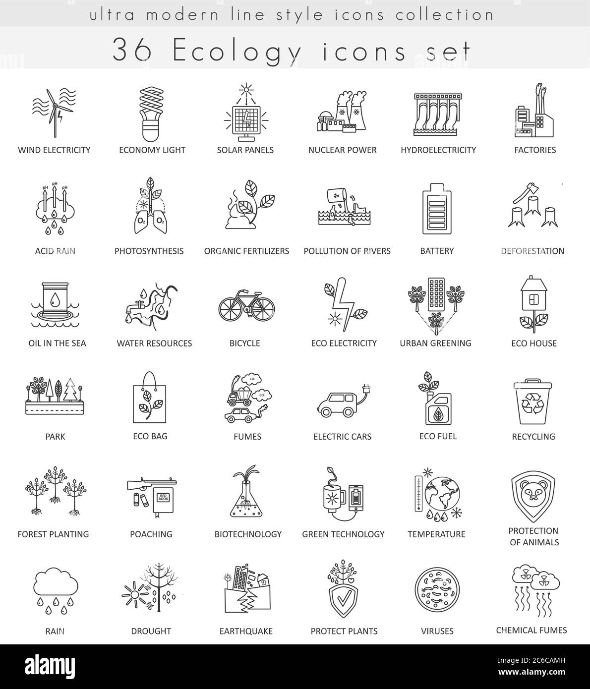 Vector Ecology ultra modern outline line icons for web and apps Stock ...
