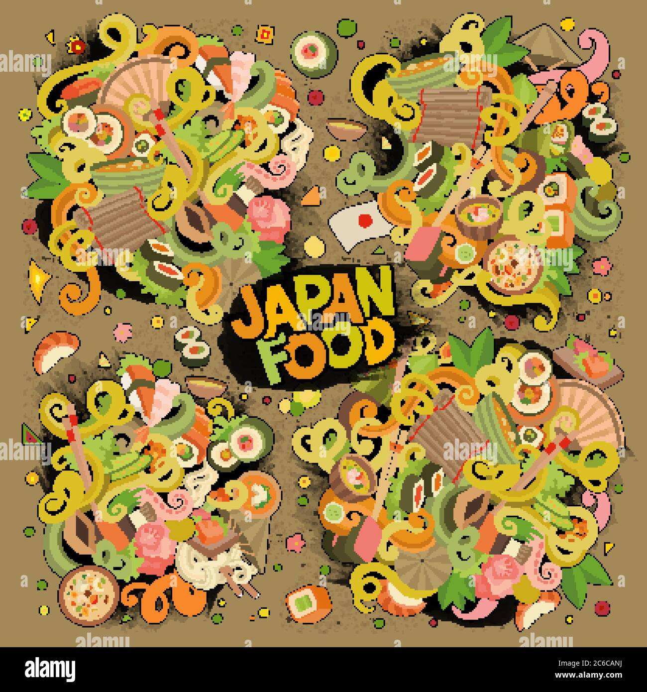 Vector cartoon set of Japan food doodles designs Stock Vector Image ...
