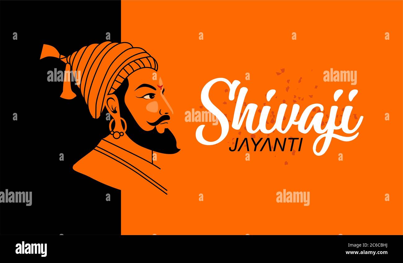 Shivaji Jayanti is a festival and public holiday of the Indian state of Maharashtra, Vector design Orange background Stock Vector