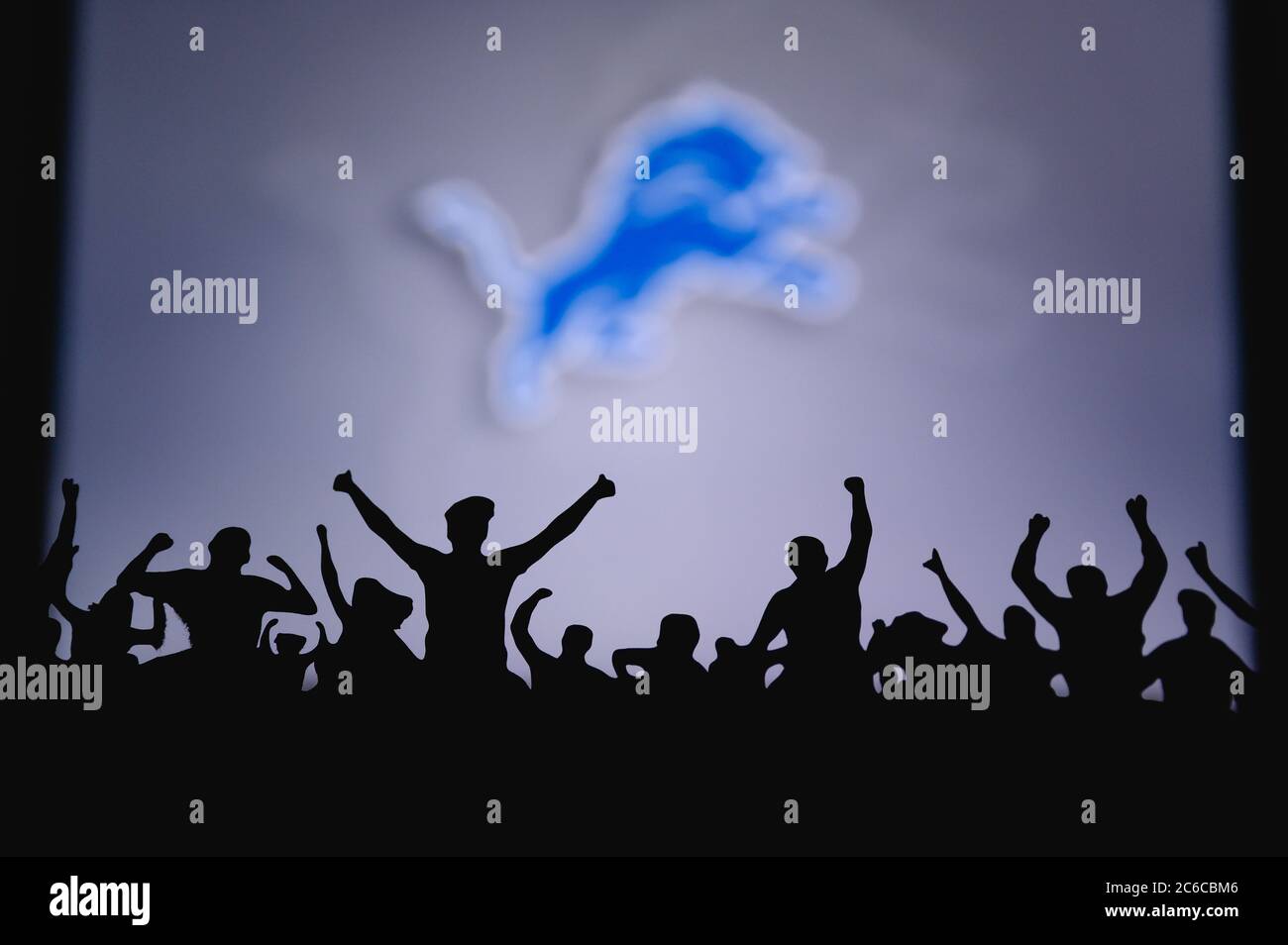 Green Bay Packers. Fans support professional team of American National  Foorball League. Silhouette of supporters in foreground. Logo on the big  screen Stock Photo - Alamy