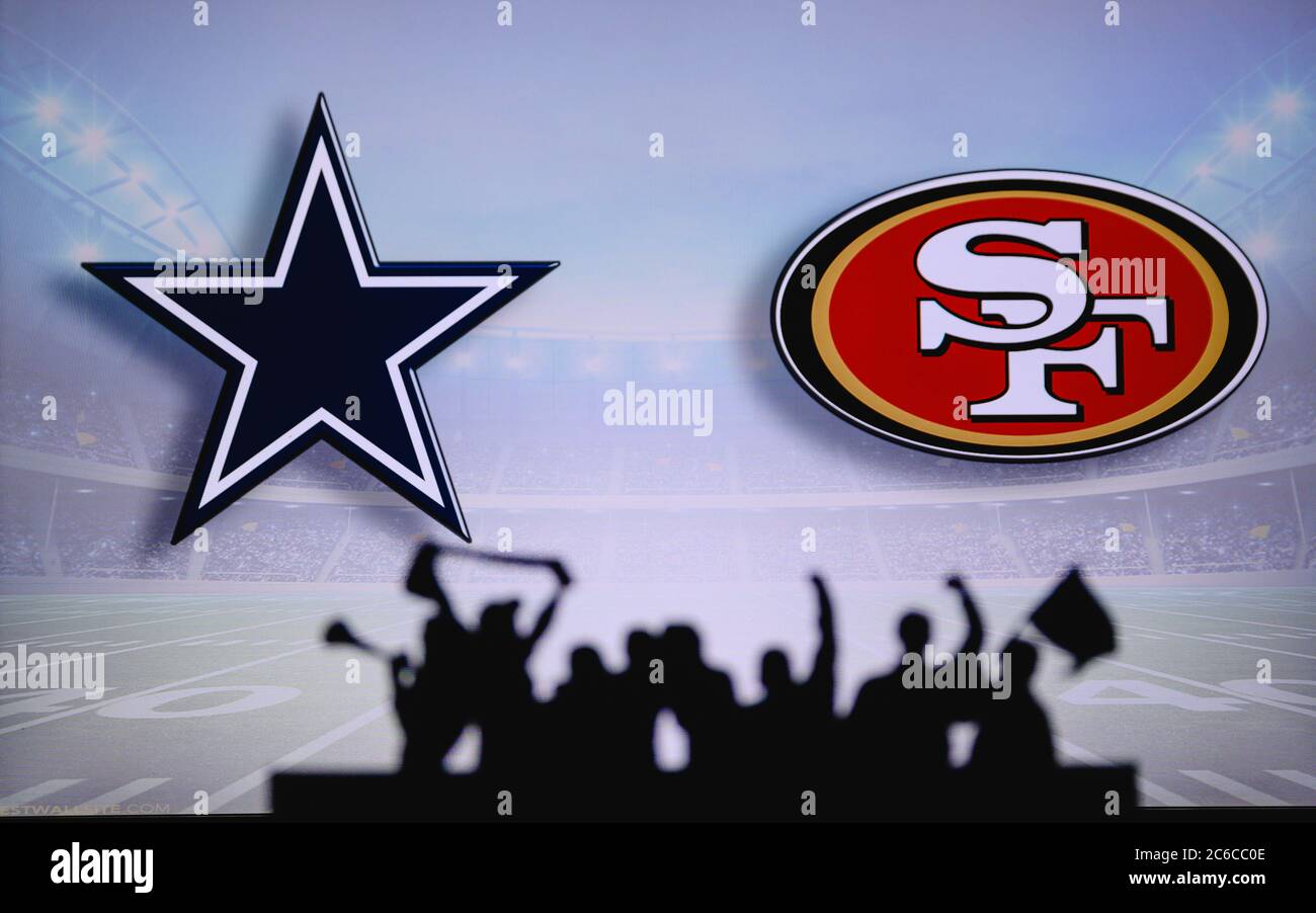 Dallas Cowboys vs. San Francisco 49ers. Fans support on NFL Game
