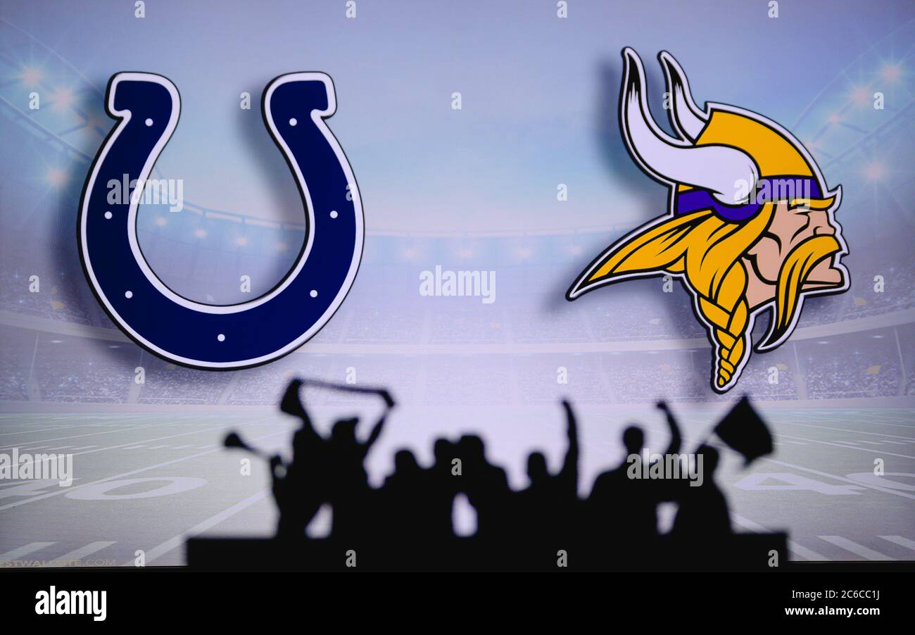 Indianapolis Colts vs. Minnesota Vikings. Fans support on NFL Game.  Silhouette of supporters, big screen with two rivals in background Stock  Photo - Alamy