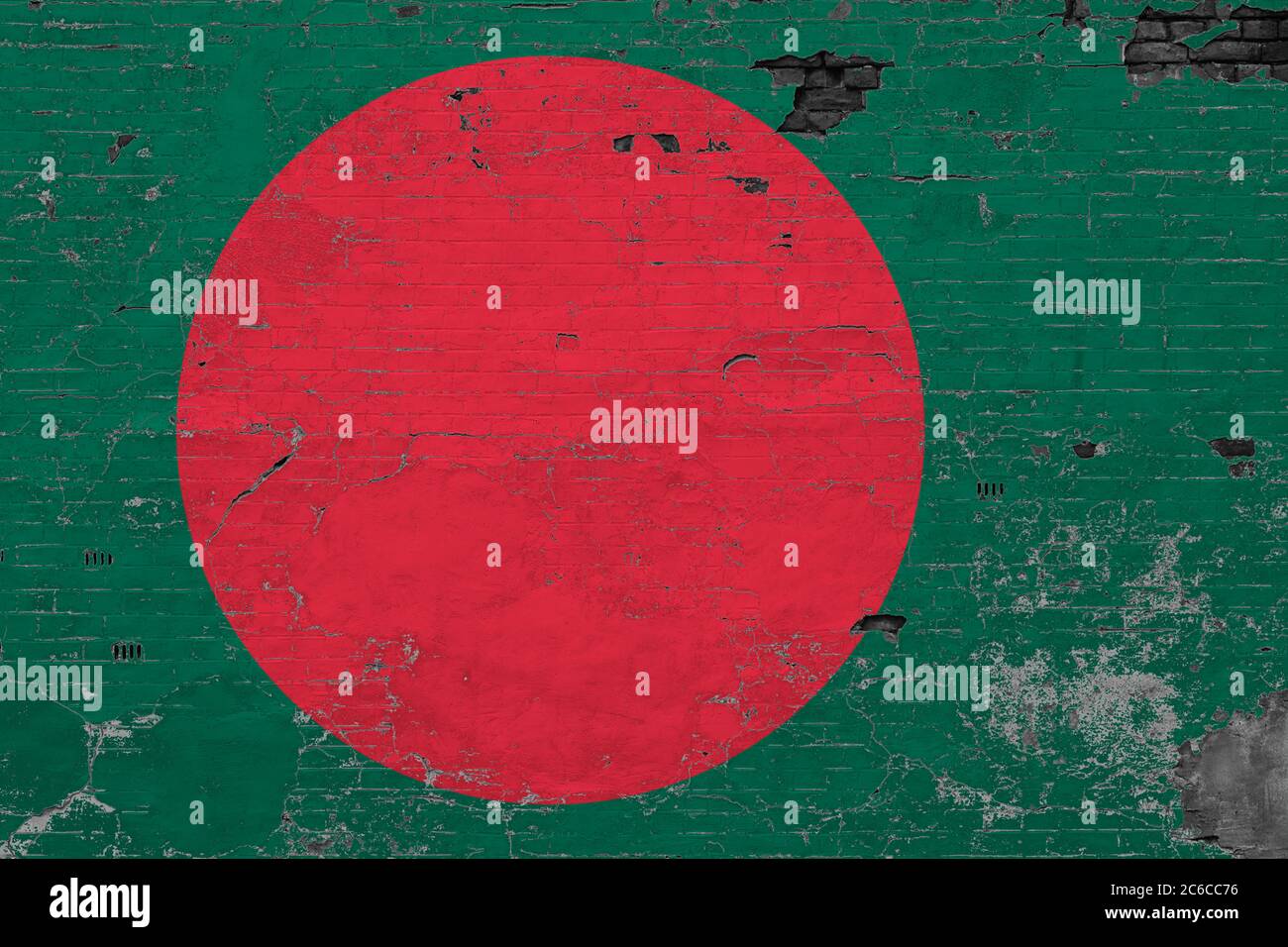 Bangladesh flag on grunge scratched concrete surface. National vintage background. Retro wall concept. Stock Photo