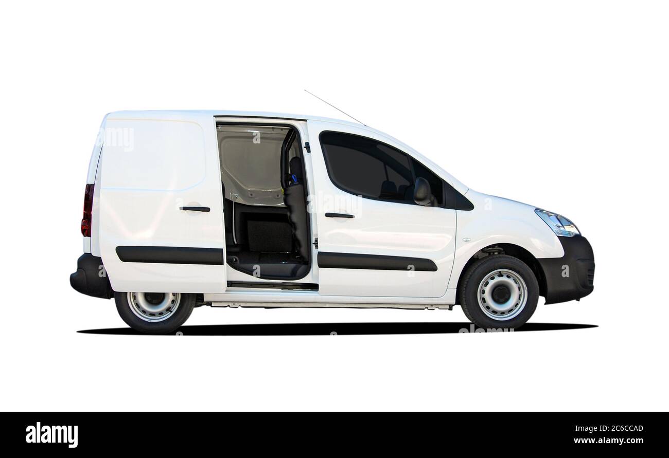white delivery van with side door open Stock Photo